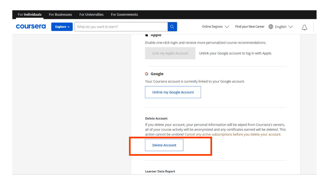 How to Delete Coursera Account